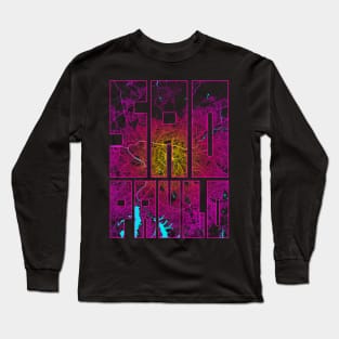 Sao Paulo, Brazil City Map Typography - Neon Long Sleeve T-Shirt